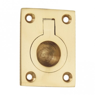 Flush Ring Pull Large Polished Brass