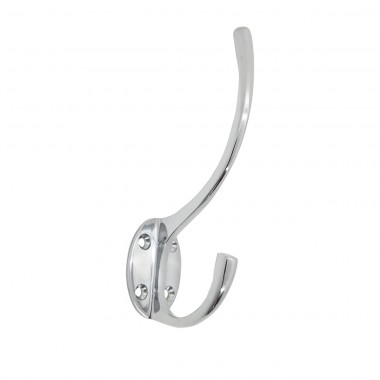 Oval Base Brass Hat & Coat Hook - Polished Chrome