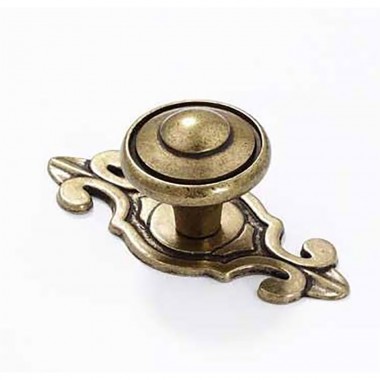 Pointed Cabinet Knob & Rose 30mm Antique Brass