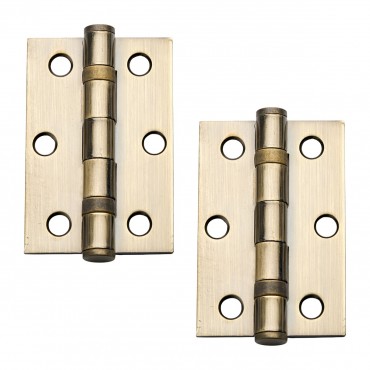 3x2 Steel Ball Bearing Hinge Antique Brass Pair