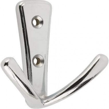 Modern Double Robe Hook Wide - Polished Chrome