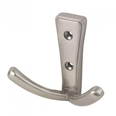 Modern Double Robe Hook Wide - Satin Nickel
