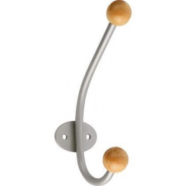 Wooden Tipped Hat & Coat Hook - Grey