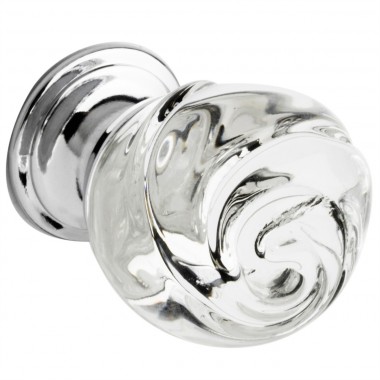 Flower Glass Cabinet Knob 30mm Chrome