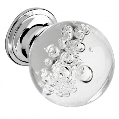 Bubble Glass Cabinet Knob 30mm Chrome