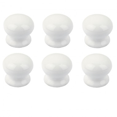 Round Ceramic Cabinet Knob - White