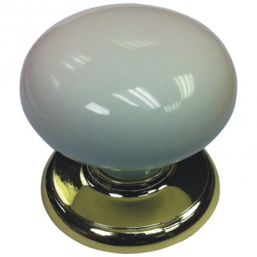 White Colour Ceramic Traditional Round Cabinet Knob