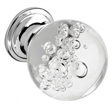Bubbled Glass Cabinet Knob - Chrome