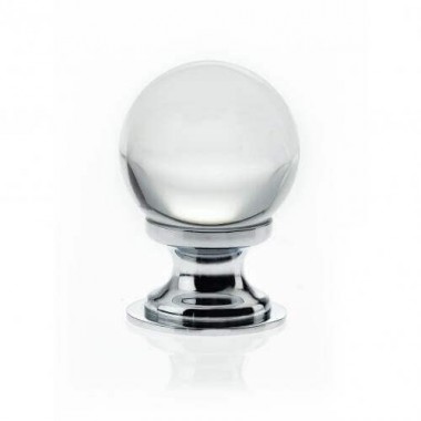 Frost Glass Ball Cabinet Knob - Chrome