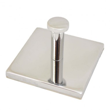 Self Adhesive Single Robe Hook Square- Polished Chrome