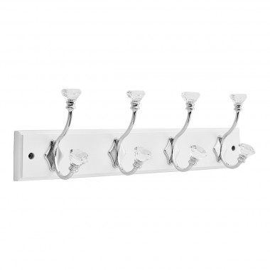 4 Acrylic Tipped Polished Chrome Hook Rail