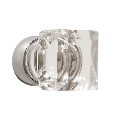 Glass Square Cabinet Knob 25mm Nickel Plated