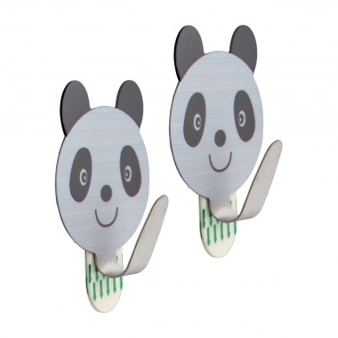 Adhesive Stainless Steel Panda Hook White Pack 2