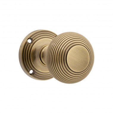 Beehive Mortice Door Knob Antique Brass