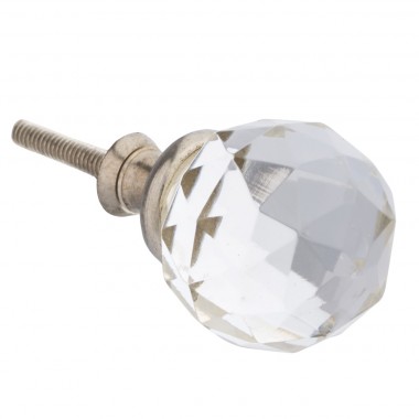 Faceted Glass Single Robe Hook Light duty - Chrome