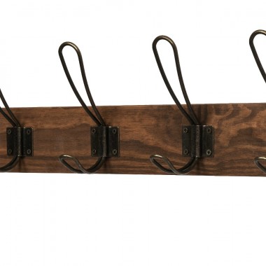 5 Antique Bronze Wire Hooks on Antique Wooden Board - main image