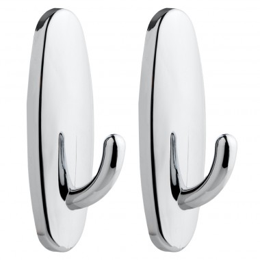 Removable Adhesive Plastic Elliptical Hooks Chrome