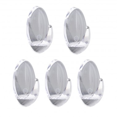Removable Adhesive Plastic Small Oval Hooks Clear Pack 5