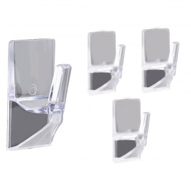 Removable Adhesive Plastic Square Hook Clear Pack 5