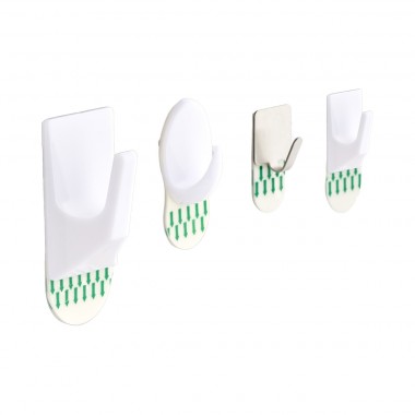 Removable Adhesive Plastic & Stainless Steel Hooks Assorted Pack