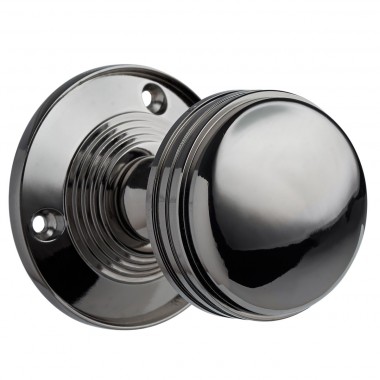 Ringed Mortice Door Knob Black Nickel Boxed