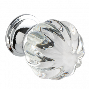 Swirl Glass Cabinet Knob 30mm Chrome