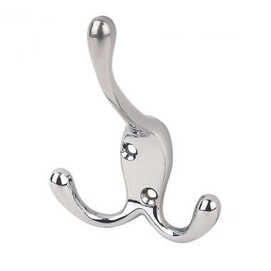 Three Prong Hat & Coat Hook - Polished Chrome
